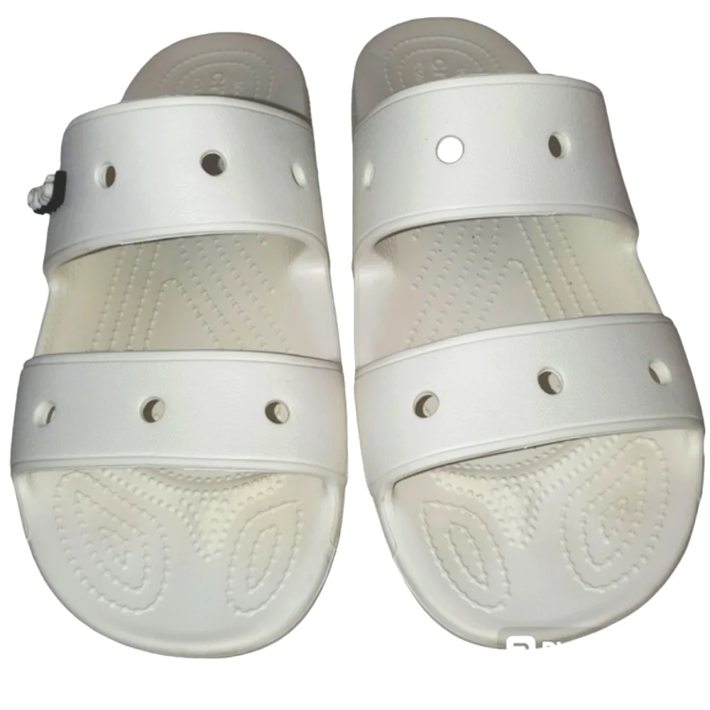 🔥CROCS White Unisex Classic Two Stap Slide On Shoes Women's Size‎ 10 Men's SZ 8